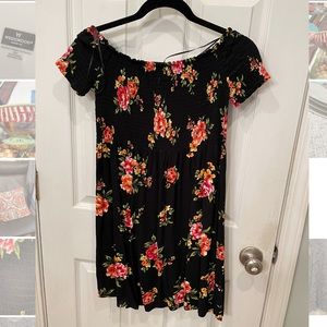 Floral print off the shoulder dress